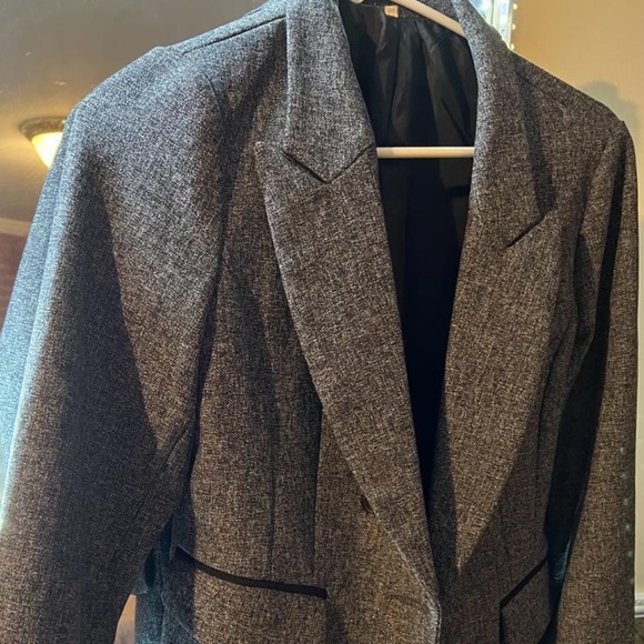 Womens V Neck Long Sleeve Single Button Up Blazer Gray - Picture 1 of 2